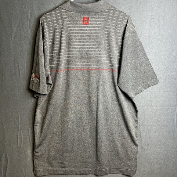 FootJoy FJ Men's XL Extra Large RED GRAY Striped GOLF Polo Shirt ATHLETIC FIT - Picture 5 of 9